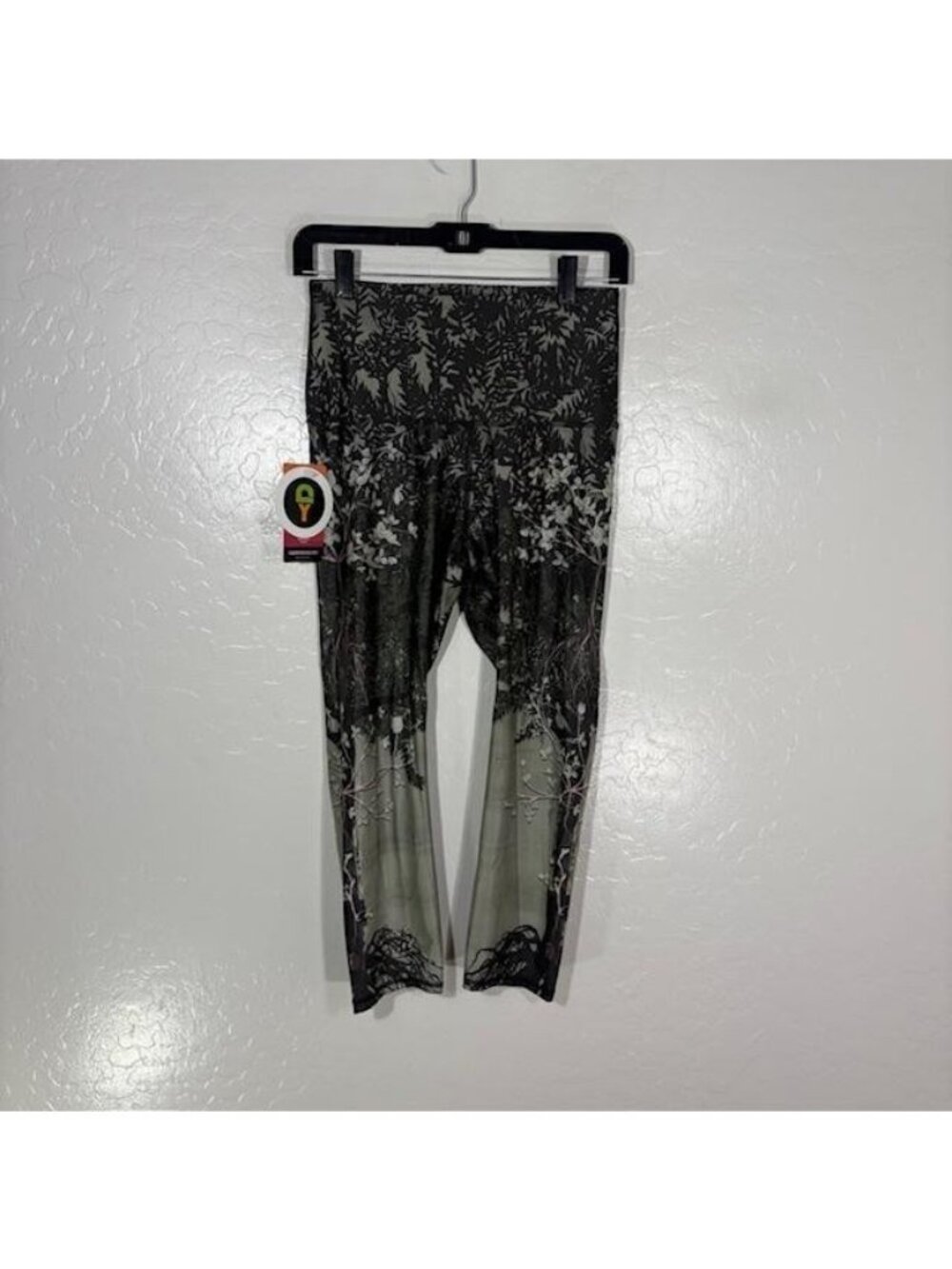 Yoga Democracy Leggings Womens S Green Floral High Rise Crop Yoga Pants Gym